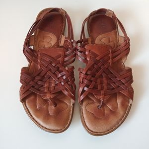 Born Womens 9 40.5 Huarache Sandals Open Toe Sling Back Brown Leather Summer